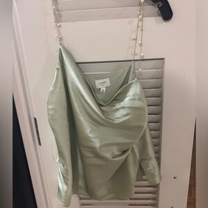 Cami Satin Draped Top in Light Green